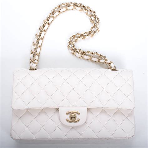 white and gold chanel purse|buy chanel classic flap bag.